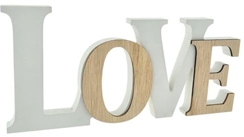 WB wohn trends Deko-Schriftzug Wort Love, Holz-Buchstaben, weiß beige, Deko-Figur, 23,5x11,5x2cm