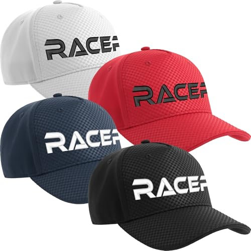 Gear-S Basecap mit Racer Bestickt Carbon-Look 3D-Optik Motorsport Mütze Rennfahrer (DE/NL/SE/PL, Alphanumerisch, Einheitsgröße, Black)
