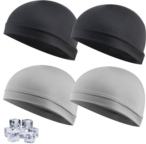 Ltsbaed 4 Stück Fahrrad Mütze Sommer, Cooling Fahrradmütze Unter Helm, Atmungsaktivem Elastisch Unterhelmmütze, Unterziehmütze Fahrradhelm, Radmütze Sonnenschutz für Herren Und Damen