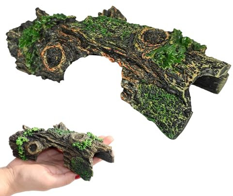 Gotetiso Décoration d'Aquarium Grotte Décorative pour Aquarium Résine pour Décoration Fish Tank Déco d’Aquarium Ornement Cachette Aquarium Tronc d’Arbre Accessoires d'Aquarium pour Accueil Jardin