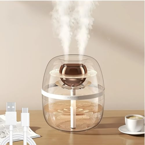 Luftbefeuchter Schlafzimmer Doppelstrahl, 1,8L Raumbefeuchter mit Nachtlicht und Timer, USB, Antibakteriell, Air Humidifier, Leise Klein Raumluftbefeuchter für Büro Wohnzimmer Kinderzimmer (Weiß)