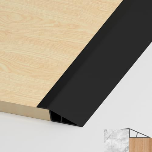 LIHIQIYA PVC Türschwellen Leiste, Übergangsprofil Selbstklebend, Übergangsleiste Boden Höhenausgleich Abdeckleiste für Parkettböden Laminate Schwellen (Schwarz, 17mm bis 20mm, 1M)
