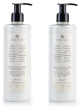 Prija Schützende Haarspülung mit Grünwalnussextrakt für alle Haartypen, pflegt und nährt das Haar und schützt vor äußeren Einflüssen, mit Dosierpumpe, 2 x 380 ml
