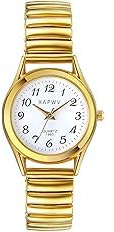 ALCENTIS Montre Femme Bracelet Élastique Acier Extensible | Chiffres Arabes Noirs, Facile à Lire, Cadran Rond 30mm