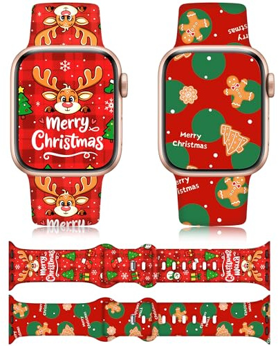 Christmas Gift for Christmas Apple Watch Bands for Women 49mm 46mm 45mm 44mm 42mm, Soft Silicone Santa Claus Snowflake for Apple Watch SE Band Series 11 10 9 8 7 6 5 4 3 2 1, Ultra 3, Ultra 2, Ultra