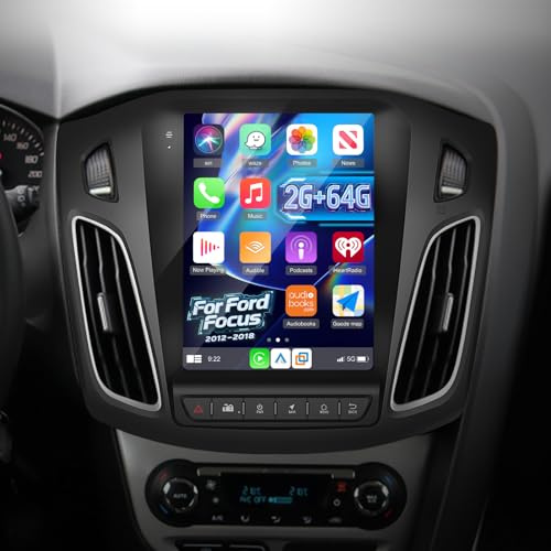 [2G+64G] Car Radio for Ford Focus 2012-2018, 9.7 inch Touch Screen Focus Android Stereo, Carplay/Android Auto/EQ Audio/1080P/SWC/Bluetooth + AHD Backup Camera