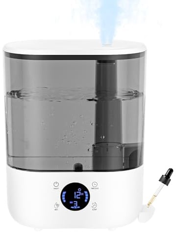 Luftbefeuchter für Räume 5.5L,GuKKK Luftbefeuchter Schlafzimmer Top-Fill, 28dB Leise Air Humidifier Raumluftbefeuchter mit Auto Shut-off, Luftfeuchtigkeit Erhöhen für Kinderzimmer Büro Baby Pflanzen