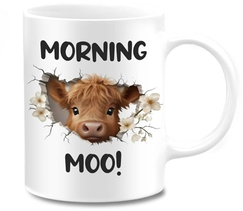 Fakcrkun Highland Cow Coffee Mug, 11OZ Highland Cow Mug, Scottish Farm Animals Ceramic Mug Cup Gift for Women Men Cow Lovers