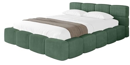 ALTDECOR Polsterbett mit Bettkasten und Lattenrost, Bett mit Matratze H3/H4, Kopfteil, Boxbett, Doppelbett mit Stauraum - NATA-v1 180x200 Grün