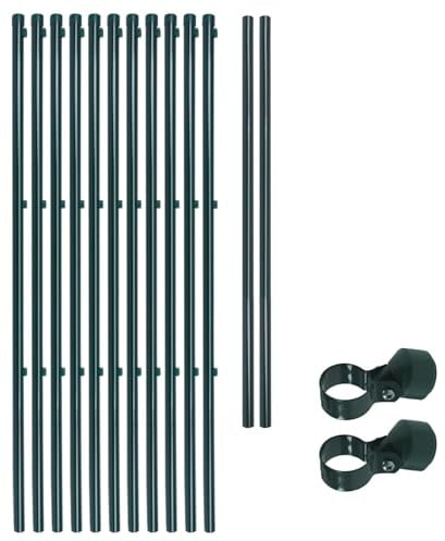 ESTEXO Zaunpfosten Zaunpfahl Universal Pfostenset 11x Pfosten 2,35 m für Gartenzaun 34 mm Grün RAL 6005
