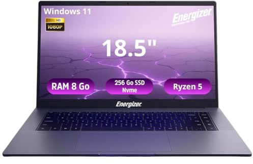 Energizer EnergyBook Pro 18.5 Inch FHD Laptop (AMD Ryzen 5 3500U 3.7 GHz, 8GB DDR4 RAM, 256GB SSD, AMD Radeon Vega 8, Win 11) – QWERTY Keyboard, Grey