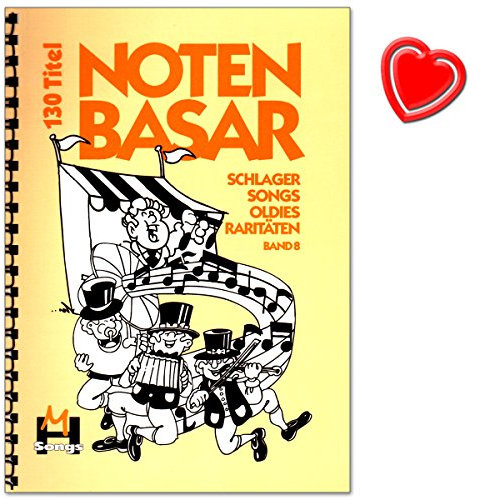 Notenbasar Band 8-130 Schlager, Songs, Oldies und Raritäten - Melodiezeile, Akkorde, Text - Songbook mit bunter herzförmiger Notenklammer