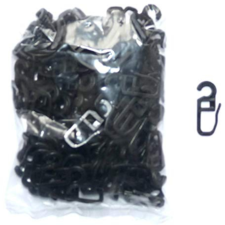 100 Schwarze Gardinenhaken Faltenhaken für runde Gardinenringe mit 4-6 mm Wandung - sehr stabile Ausführung