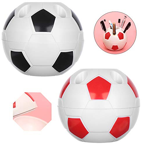 Ziyero Kreativ Stiftehalter fußball Schreibwaren Bleistift Veranstalter Schreibtisch Set Zubehör Umweltschutz, nicht verformt, leicht zu reinigen, für Büro, Schule, Zuhause usw-2 Stück(Schwarz、Rot)