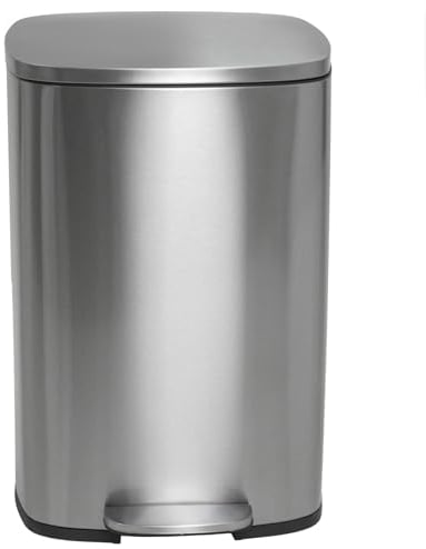 Poubelle de cuisine à pédale 50L Design ADMIRAL en acier Inox brossé avec seau et fermeture douce