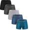 Knitlord Lot de 5 boxers confortables en bambou pour homme - Doux et respirant, Couleur unie, XXL