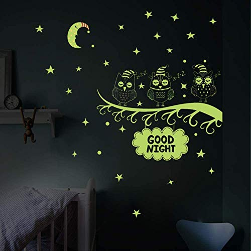 Hinleise Leuchtsticker Eule Wandsticker Schlafzimmer Aufkleber Kinderzimmer