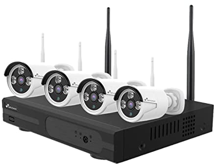 Nivian Kit de Cámaras de Vigilancia WiFi 2K con Grabador 10CH y 4 Cámaras Exterior Impermeables IP66,Visión Nocturna, Detección de Movimiento, Fácil Instalación Sin Cables, Notificaciones en App