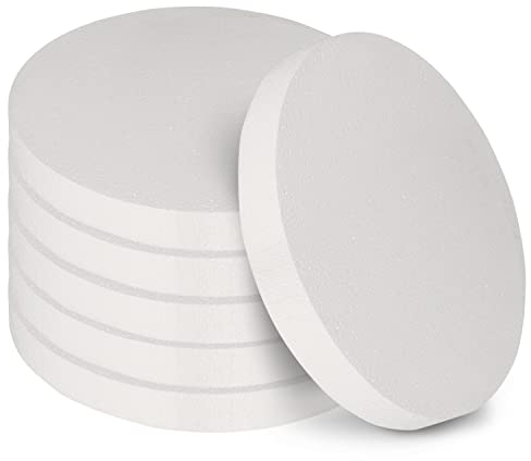 Belle Vous 6 Pack Craft Foam Circles - 30cm / 12 inches Diameter, 2.5cm / 1 inch Thick - Round Polystyrene Foam Discs for Modelling, School Projects, Sculptures, Floral Arrangements, Arts and Crafts