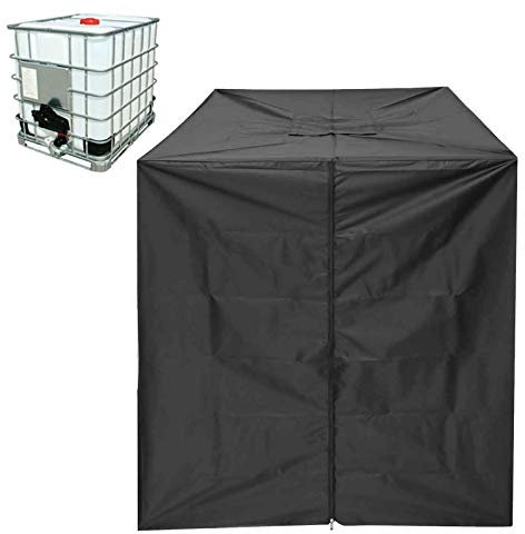 Copertura Protettiva da Giardino di Panno Oxford, Copertura Protettiva in Tela Cerata per Contenitore IBC 1000L con Cerniera Superiore UV Impermeabile per Acqua Piovana Protettiva Antipolvere