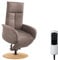 CAVADORE TV-Sessel Juba mit Akku / Fernsehsessel mit Aufstehhilfe + elektrisch verstellbarer Relaxfunktion / 2 E-Motoren / 75 x 112 x 82 / Lederoptik, Hellbraun