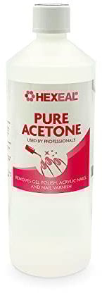 Hexeal Pure Acetone 1L – 1L Bottle of 99.5% High Strength Acetone for Nail Polish & Nail Varnish Removal – Professional Quality Gel Polish & Acrylic Soak Off & Removal