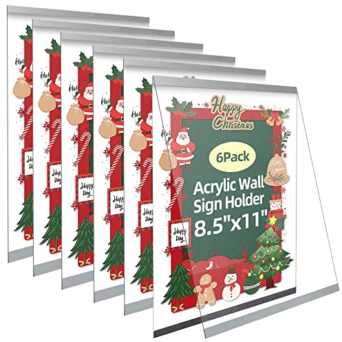 RÉΑLWÁY Realway 21,6 x 27,9 cm Acryl-Wandschildhalter mit Klebeband, magnetischer Acryl-Schildhalter, Wandhalterung, Acryl-Wandrahmen für Büro, Zuhause, Geschäft, Restaurant, kein Bohren (6 Stück)