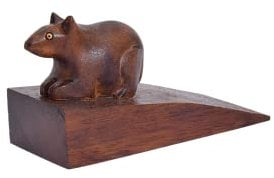 Door Stopper Wooden Handcarved Wedge Door Stop Decorative and Gifting (Mouse Shape)