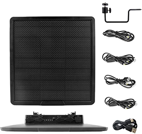 WILDGAMEPLUS Panneau Solaire monocristallin étanche 25000 mAh en Fibre de Carbone - Sortie 5V/6V/9V/12V 20W Type-C - Charge Rapide pour caméra de sécurité 3G/4G - Lumières LED - Camping Car WG-25000