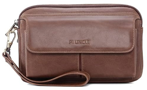 varbeder Herren-Clutch aus Leder mit Kreditkartenfächern, C-braun, With Card Slots