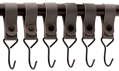 Brute Strength - Multifunktionshaken Mit Lederschlaufe - Grau - 6X - Kleiderhaken Garderobenhaken Campinghaken Leder