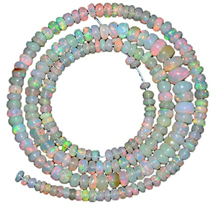 AAA-Qualität 4 mm bis 7 mm natürlicher äthiopischer Welo-Feueropal glatter Rondelle-Edelstein lose Perlen für die Schmuckherstellung | Äthiopische Opalperlen | Opal-Halskette | Opal-Armband