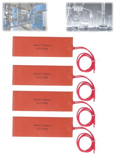 12V 20W Silicone Heating Pad 4Pcs,120-150¡ãC Temperature Range Quick Heating 50x150mm Flexible Heater Mat Silicone Heater Mat For Industrial Equipment Pipes