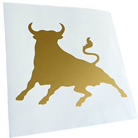 Kiwistar - Autoaufkleber - Gold - 24x18cm Stier Toro bull - Heckscheibe Auto Aufkleber wetterfest für Kfz LKW Mofa Truck - Sticker außen selbstklebend Tuning Zubehör für Fenster Fahrzeug Scheibe