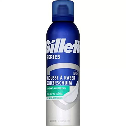 Gillette Rakskum för män, för känslig hud, 250 ml | Lugnande formel med Aloe Vera, manlig parfym, mot brännskador, rodnad, snitt