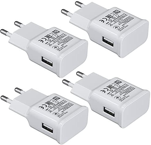 4-Pack USB Ladegerät Stecker, Schnellladegerät Netzteil Adapter für Samsung | 15W USB A Adapter Kompatibel mit Galaxy S23 S22 S21 S20 S10 S9 S8 S7 Plus A13 A15 A16 A17 A36 Z Flip4 Z Fold5, Note 9, Handy