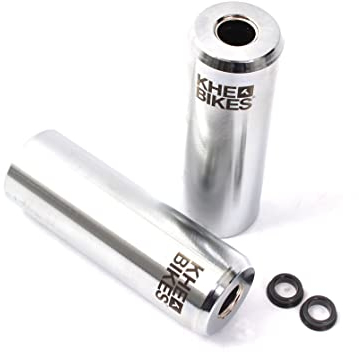 KHE CNC PRO BMX Pegs 10 mm 14 mm Plata Cromo 492 g con adaptador y logotipo láser