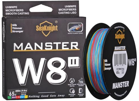 Seaknight W8 II 8 Strands Braided Lines 300M Smooth PE Braid Multifilament Wire Carp Fishing Lines Double Coating UV-proof Saltwater-proof Fishing Line for Sea Fishing 15-100LB