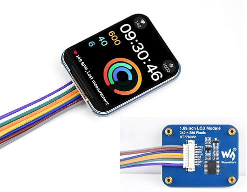 waveshare 1.69inch LCD Display Module, 240x280 IPS Screen, 262K RGB Display Colors, SPI Interface,Embedded ST7789V2 Driver chip, Using SPI Interface, Compatible with Arduino,Raspberry Pi, STM32, etc.