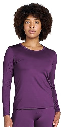 LAPASA Pacco da 2 o 1 Maglia Termica Donna Manica Lunga Fodera in Micro Pile - Pigiama Abbigliamento Intimo Canottiera Calda Elastica Traspirante Sportiva Viola2(Caldo) XS