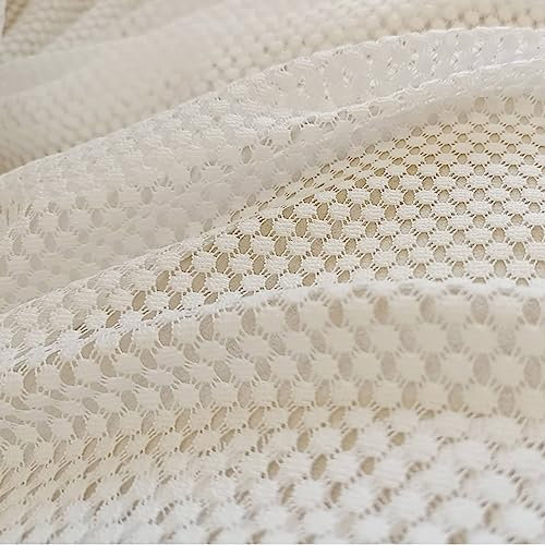 Mesnt Gardinen Weiss, Runder Punkt gestrickt texturiert halbtransparent Vorhang für Schlafzimmer aus Polyester, Weiß7-Haken, 137x214CM-2 STÜCK