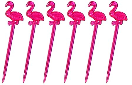 CJKDXDH Palillos de plástico con diseño de flamenco, palillos de dientes, palillos de aperitivos, pinchos de alimentos, sándwich, bebidas, decoración hawaiana, 100 unidades