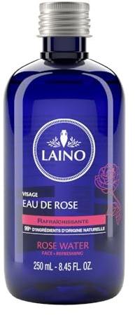 Laino Rosenwasser 250 ml - Natürliches Rosenduftwasser, Beruhigend, Weichmachend, Strahlende Haut, Straffend - 250 ml, 250 g - Toner