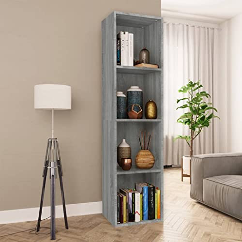 FIRBNUS Bücherschrank/TV-Schrank Grau Sonoma 36x30x143 cm Holzwerkstoff Bücherregal Schmal Bücherregal Industrial Sideboard Holz Sideboard Schmal Sideboard Industrial TV Sideboard Bücherregal Holz