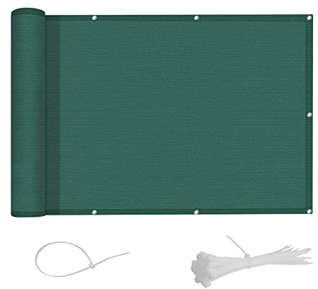 AXT SHADE Balkon Sichtschutz Wetterfest 80x400cm HDPE Balkonverkleidung Balkonabdeckung Balkonbespannung Blickdichte Windschutz und UV-Schutz mit Kabelbinder für Balkongeländer-Grün