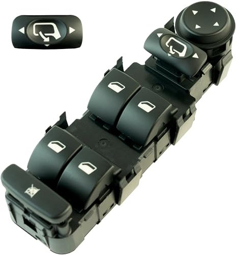 Botones elevalunas compatible para Citroen C4, C5, C8, Peugeot 307, 807, Fiat Ulysse, Lancia Phedra (2000-2014) interruptor elevalunas delantero izquierdo (conductor) CON retrovisores abatibles