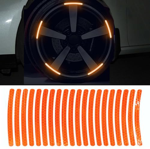 Ezweiji 20pcs Reflektierende Felgenstreifen Aufkleber für Auto Motorrad Räder Fahrrad, Nacht Sicherheit Dekoration Streifen Universal Anti-Scratch Reflektierende Felgen Aufkleber (Weiß)