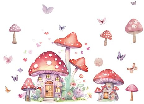 KAISUN Pilz Kleines Haus Wandtattoo Abnehmbar Wandsticker, Kinder Kids Baby Hause Zimmer Kinderzimmer DIY Dekorativ Klebstoff Kunst Wandaufkleber