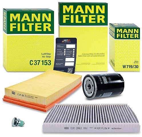 MANN-FILTER Inspektionspaket Filterset 1x Ölfilter, 1x Luftfilter, 1x Innenraumfilter (Aktivkohlefilter), Kompatibel mit AUDI A3 (8L1), TT, SKODA OCTAVIA 1, VW BORA, GOLF 4, NEW BEETLE