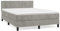 Hommdiy Boxspringbett, Bett mit Matratze Kopfteil, Doppelbett Bettgestell mit Lattenrost, Polsterbett Bettrahmen, Samt,Hellgrau, 140x190 cm,Muster 3